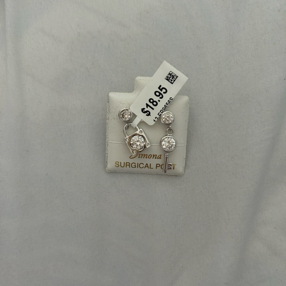Silver Lock and Key Post Earrings